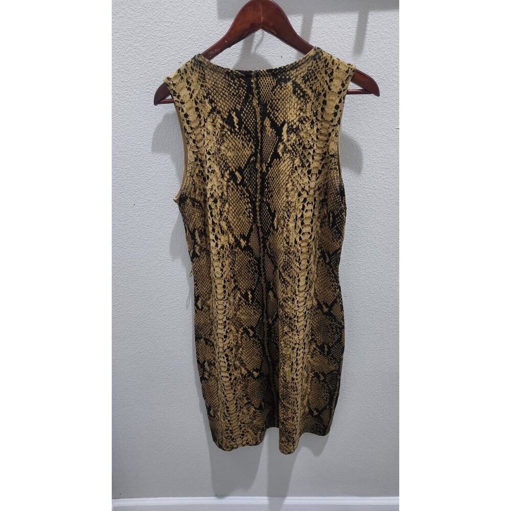 Calvin Klein Snakeskin Snake Print Stretch Sleeveless Midi Knit Sheath Dress L - Picture 3 of 6